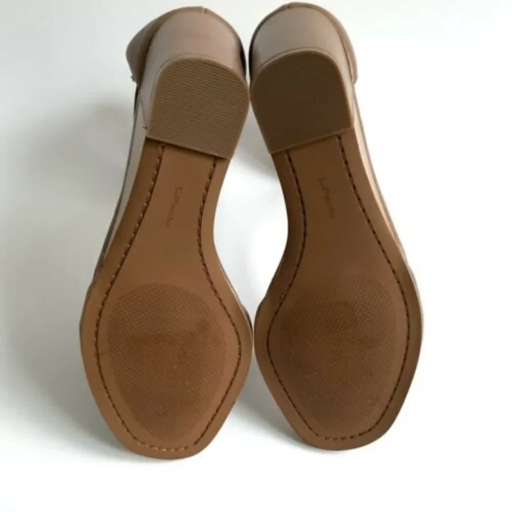 Linea Paolo Leather Elodie Ankle Strap Wedge Brown 9.5
